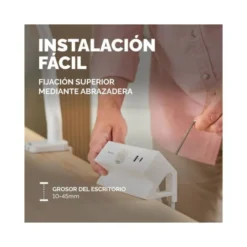 REGLETA FELLOWES SOBREMESA 1 TOMA + USB A + USB C COLOR BLANCO