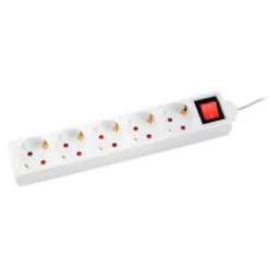 REGLETA Q-CONNECT 5 TOMAS DE CORRIENTE CON INTERRUPTOR LONGITUD CABLE 1,5 MT COLOR BLANCO