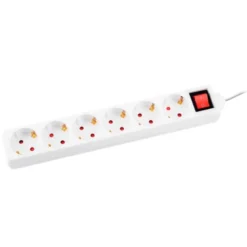 REGLETA Q-CONNECT 6 TOMAS DE CORRIENTE CON INTERRUPTOR LONGITUD CABLE 1,5 MT COLOR BLANCO