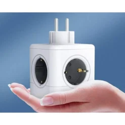 REGLETA Q-CONNECT DE CUBO ENCHUFE MULTIPLE POWER CUBE 5 EN 1 DIRECTO A PARED 5 TOMAS DE CORRIENTE 75X75X112MM