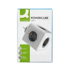 REGLETA Q-CONNECT DE CUBO ENCHUFE MULTIPLE POWER CUBE 5 EN 1 DIRECTO A PARED 5 TOMAS DE CORRIENTE 75X75X112MM