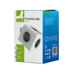 REGLETA Q-CONNECT DE CUBO ENCHUFE MULTIPLE POWER CUBE 5 EN 1 DIRECTO A PARED 5 TOMAS DE CORRIENTE 75X75X112MM