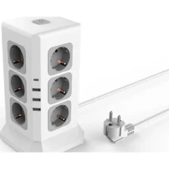 REGLETA Q-CONNECT ENCHUFE MULTIPLE 16 EN 1 CABLE 2 MT 12 TOMAS DE CORRIENTE+3 USB+1 USB TIPO C 120X120X210MM