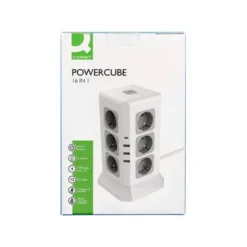 REGLETA Q-CONNECT ENCHUFE MULTIPLE 16 EN 1 CABLE 2 MT 12 TOMAS DE CORRIENTE+3 USB+1 USB TIPO C 120X120X210MM
