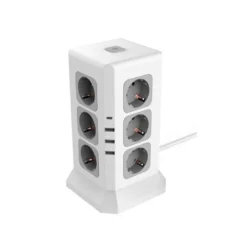 REGLETA Q-CONNECT ENCHUFE MULTIPLE 16 EN 1 CABLE 2 MT 12 TOMAS DE CORRIENTE+3 USB+1 USB TIPO C 120X120X210MM