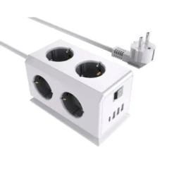 REGLETA Q-CONNECT ENCHUFE MULTIPLE 10 EN 1 CABLE 1,4 MT 6 TOMAS DE CORRIENTE+3 USB+1 USB TIPO C 140X76X87MM