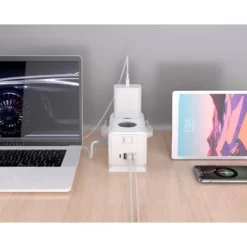 REGLETA Q-CONNECT ENCHUFE MULTIPLE 10 EN 1 CABLE 1,4 MT 6 TOMAS DE CORRIENTE+3 USB+1 USB TIPO C 140X76X87MM