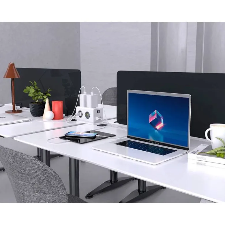 REGLETA Q-CONNECT ENCHUFE MULTIPLE 10 EN 1 CABLE 1,4 MT 6 TOMAS DE CORRIENTE+3 USB+1 USB TIPO C 140X76X87MM