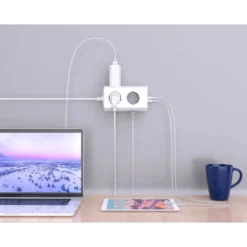 REGLETA Q-CONNECT ENCHUFE MULTIPLE 10 EN 1 CABLE 1,4 MT 6 TOMAS DE CORRIENTE+3 USB+1 USB TIPO C 140X76X87MM