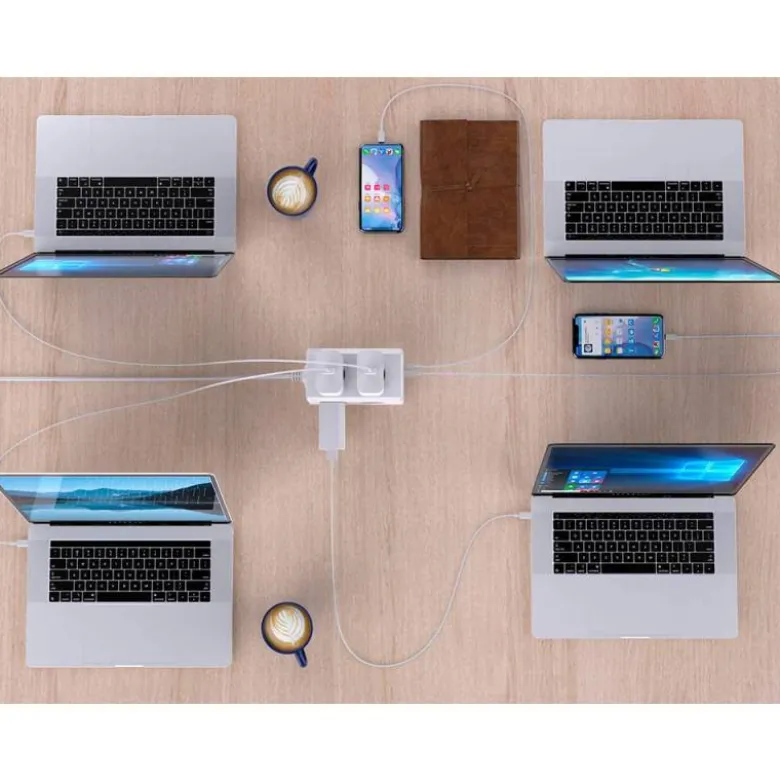 REGLETA Q-CONNECT ENCHUFE MULTIPLE 10 EN 1 CABLE 1,4 MT 6 TOMAS DE CORRIENTE+3 USB+1 USB TIPO C 140X76X87MM
