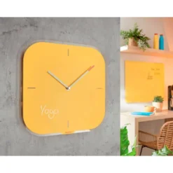 RELOJ LEITZ COSY DE PARED SILENCIOSO CRISTAL 30X30CM AMARILLO