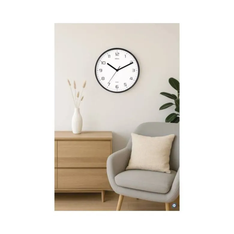 RELOJ MAUL DRIP DE PARED REDONDO 25 CM DIAMETRO CUARZO MARCO NEGRO