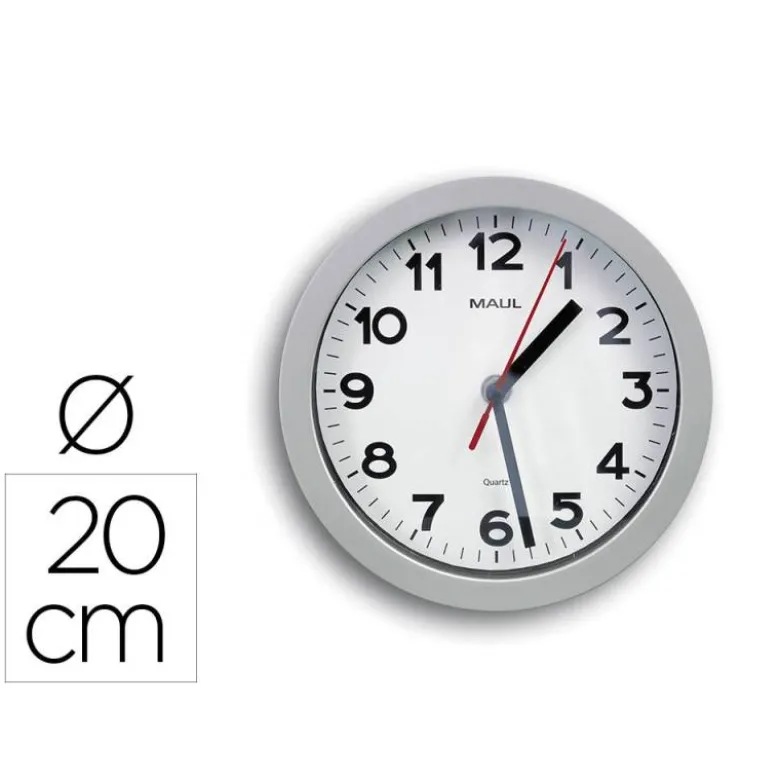 RELOJ MAUL STEP DE PARED REDONDO 20 CM DIAMETRO ELECTRICO COLOR PLATA
