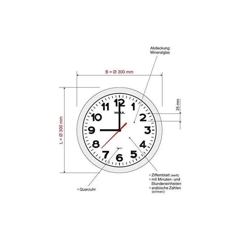 RELOJ MAUL STEP DE PARED REDONDO 30 CM DIAMETRO ELECTRICO COLOR PLATA