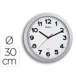 RELOJ MAUL STEP DE PARED REDONDO 30 CM DIAMETRO ELECTRICO COLOR PLATA