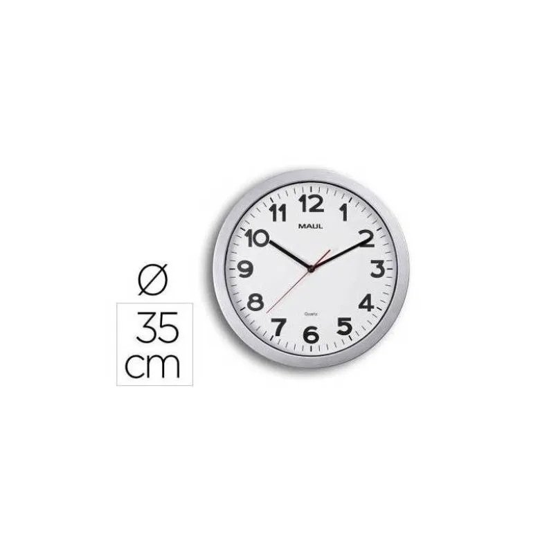 RELOJ MAUL STEP DE PARED REDONDO 35 CM DIAMETRO ELECTRICO COLOR PLATA