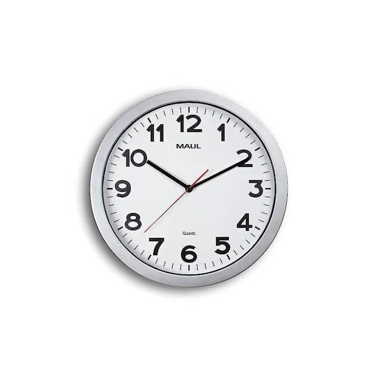 RELOJ MAUL STEP DE PARED REDONDO 35 CM DIAMETRO ELECTRICO COLOR PLATA