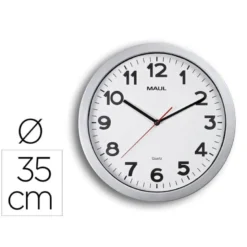 RELOJ MAUL STEP DE PARED REDONDO 35 CM DIAMETRO ELECTRICO COLOR PLATA