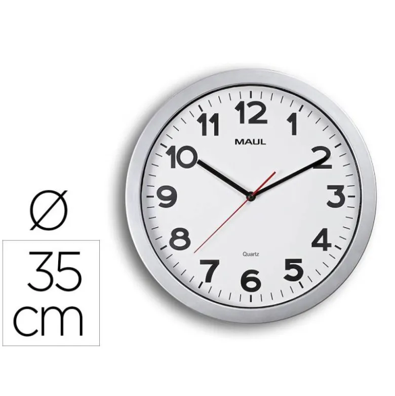 RELOJ MAUL STEP DE PARED REDONDO 35 CM DIAMETRO ELECTRICO COLOR PLATA
