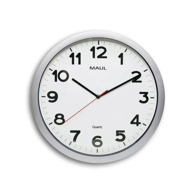 RELOJ MAUL STEP DE PARED REDONDO 40 CM DIAMETRO ELECTRICO COLOR PLATA