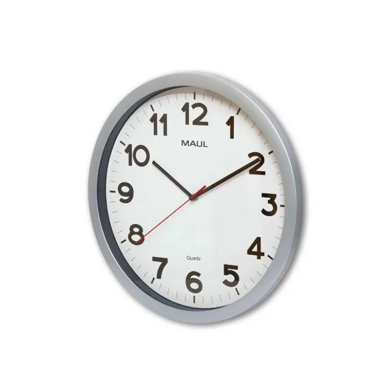 RELOJ MAUL STEP DE PARED REDONDO 40 CM DIAMETRO ELECTRICO COLOR PLATA