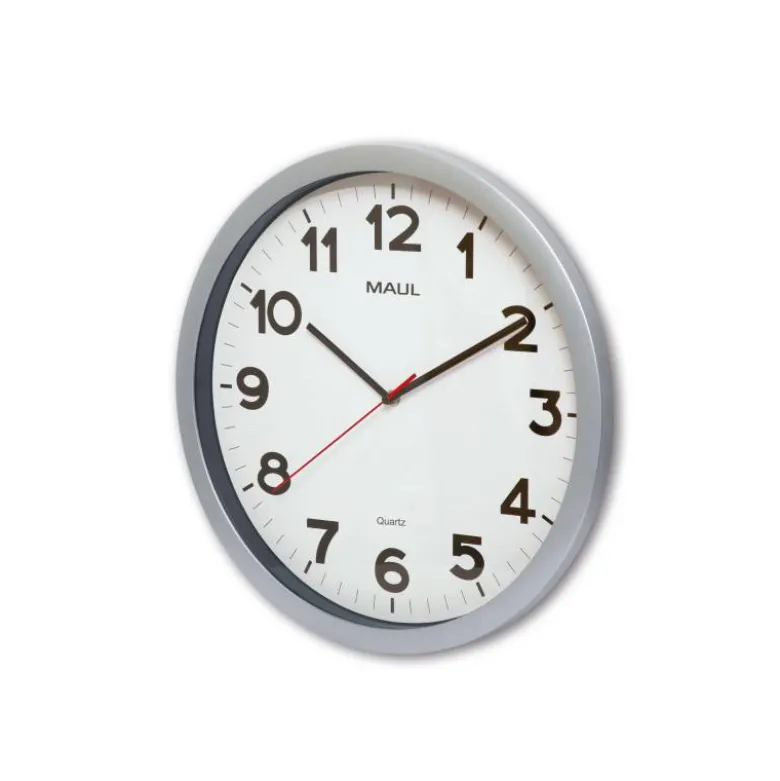 RELOJ MAUL STEP DE PARED REDONDO 40 CM DIAMETRO ELECTRICO COLOR PLATA