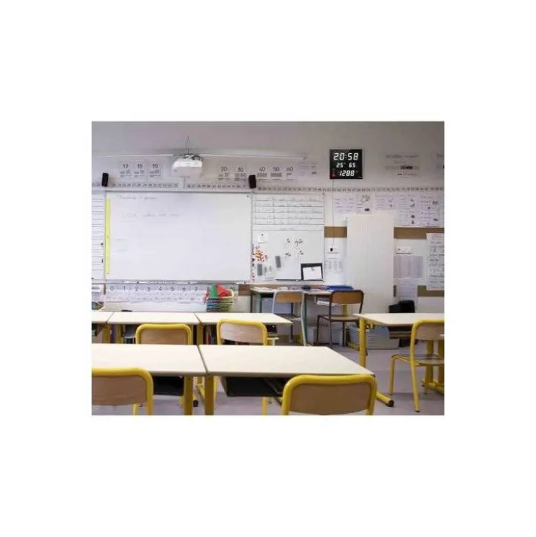 RELOJ ORIUM CEP CON MEDIDOR DE CO2 PANTALLA LED ALARMA PERSONALIZABLE Y SENSOR DE INFRARROJOS 400X360X40 MM