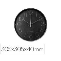 RELOJ Q-CONNECT DE PARED ANALOGICO PLATEADO SILENCIOSO 305X305X40MM