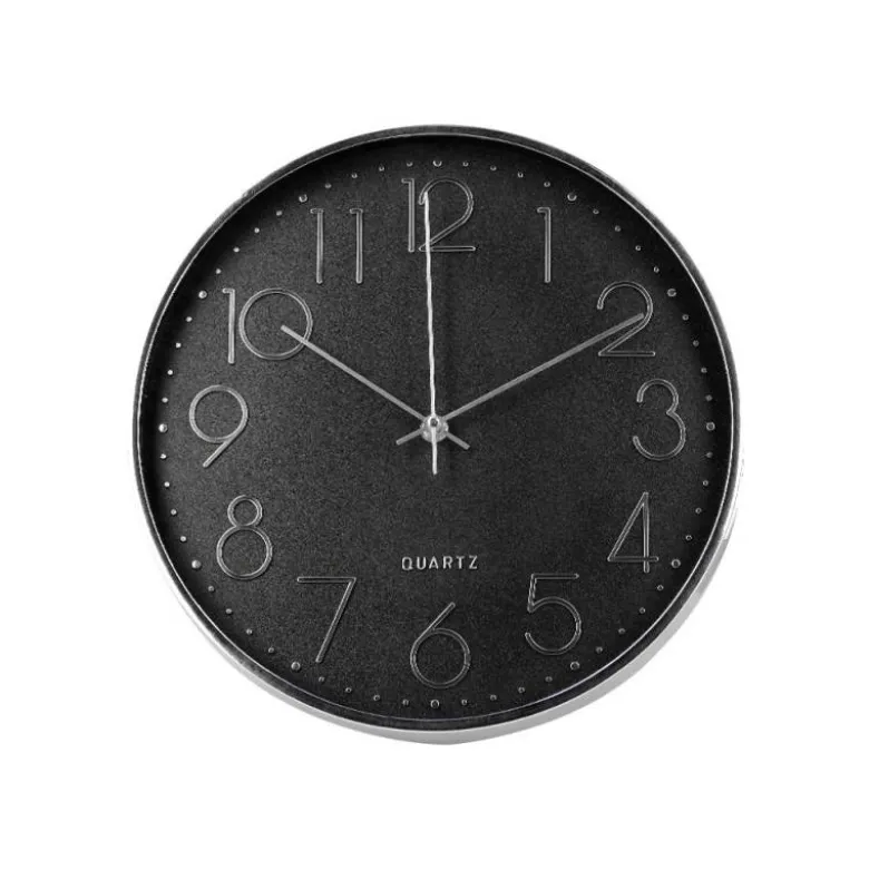 RELOJ Q-CONNECT DE PARED ANALOGICO PLATEADO SILENCIOSO 305X305X40MM