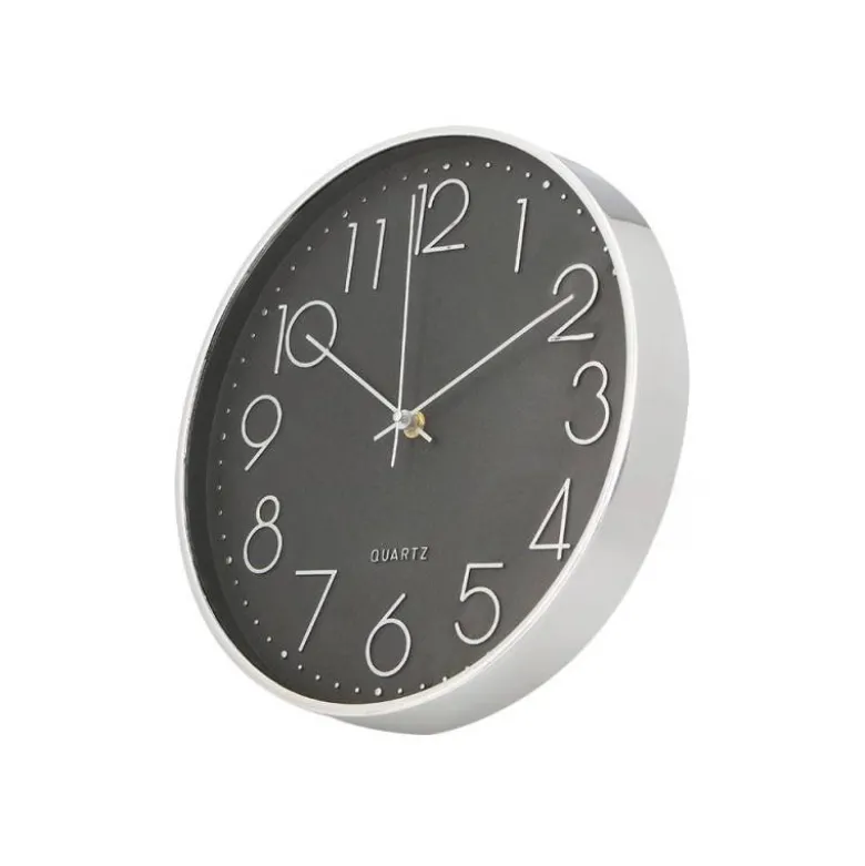 RELOJ Q-CONNECT DE PARED ANALOGICO PLATEADO SILENCIOSO 305X305X40MM