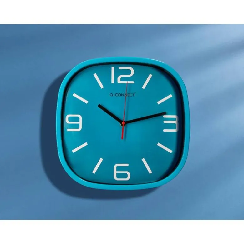 RELOJ Q-CONNECT DE PARED DE PLASTICO REDONDO 30 CM MOVIMIENTO SILENCIOSO COLOR AZUL