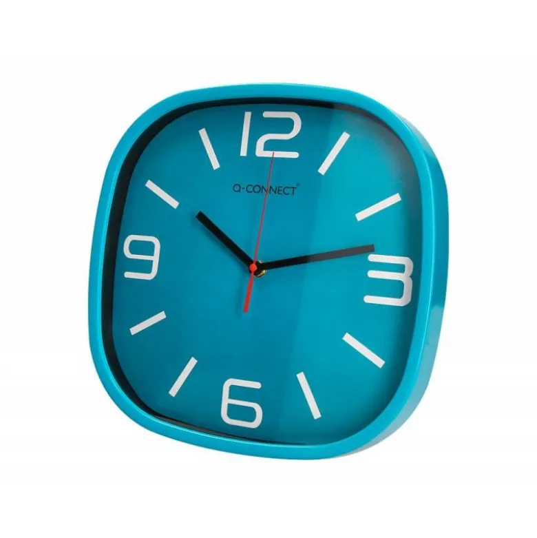 RELOJ Q-CONNECT DE PARED DE PLASTICO REDONDO 30 CM MOVIMIENTO SILENCIOSO COLOR AZUL