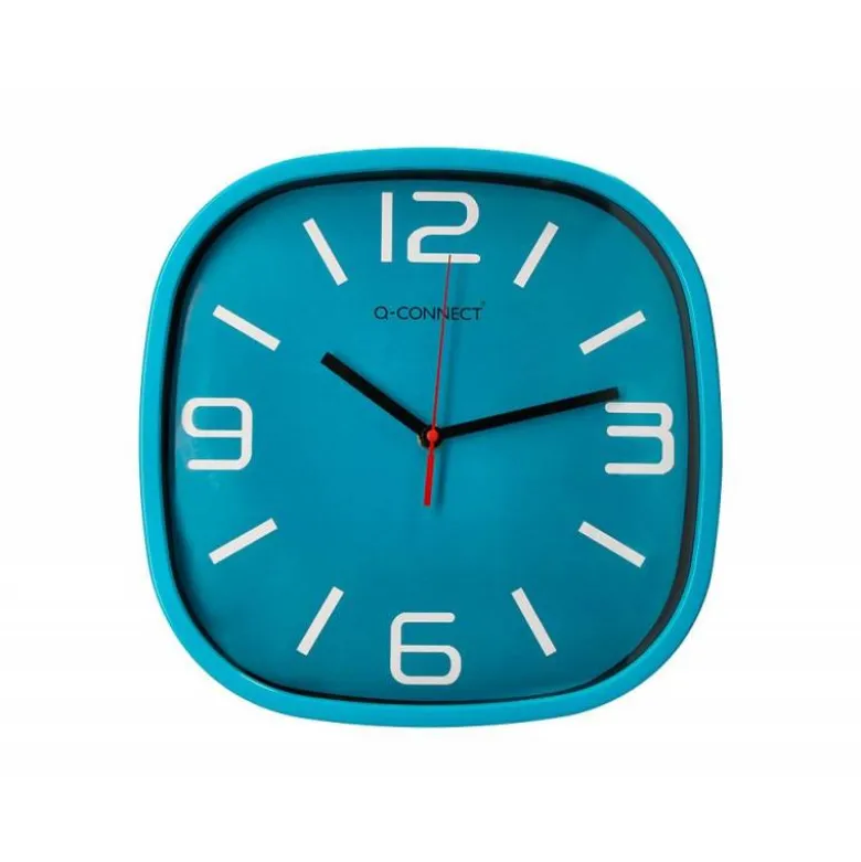 RELOJ Q-CONNECT DE PARED DE PLASTICO REDONDO 30 CM MOVIMIENTO SILENCIOSO COLOR AZUL