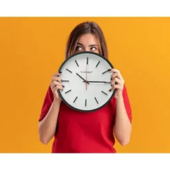 RELOJ Q-CONNECT DE PARED DE PLASTICO REDONDO 34,4 CM MOVIMIENTO SILENCIOSO COLOR NEGRO