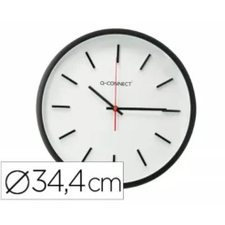 RELOJ Q-CONNECT DE PARED DE PLASTICO REDONDO 34,4 CM MOVIMIENTO SILENCIOSO COLOR NEGRO