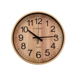 RELOJ Q-CONNECT DE PARED DE PLASTICO REDONDO 25,7 CM MOVIMIENTO SILENCIOSO COLOR MADERA NATURAL