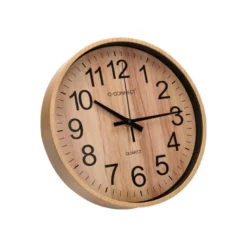 RELOJ Q-CONNECT DE PARED DE PLASTICO REDONDO 25,7 CM MOVIMIENTO SILENCIOSO COLOR MADERA NATURAL