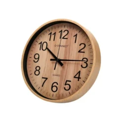 RELOJ Q-CONNECT DE PARED DE PLASTICO REDONDO 25,7 CM MOVIMIENTO SILENCIOSO COLOR MADERA NATURAL
