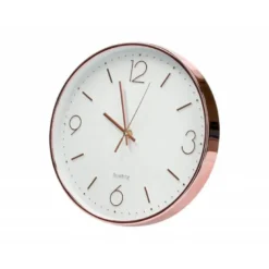 RELOJ Q-CONNECT DE PARED METALICO REDONDO 30,5 CM MOVIMIENTO SILENCIOSO COLOR ROSA DORADO