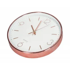RELOJ Q-CONNECT DE PARED METALICO REDONDO 30,5 CM MOVIMIENTO SILENCIOSO COLOR ROSA DORADO