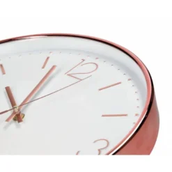 RELOJ Q-CONNECT DE PARED METALICO REDONDO 30,5 CM MOVIMIENTO SILENCIOSO COLOR ROSA DORADO