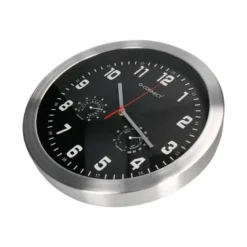 RELOJ Q-CONNECT DE PARED METALICO REDONDO 35,5 CM MOVIMIENTO SILENCIOSO COLOR CROMADO CON ESFERA NEGRA