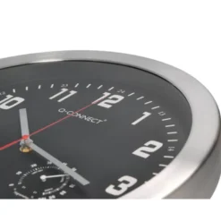 RELOJ Q-CONNECT DE PARED METALICO REDONDO 35,5 CM MOVIMIENTO SILENCIOSO COLOR CROMADO CON ESFERA NEGRA