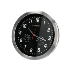 RELOJ Q-CONNECT DE PARED METALICO REDONDO 35,5 CM MOVIMIENTO SILENCIOSO COLOR CROMADO CON ESFERA NEGRA