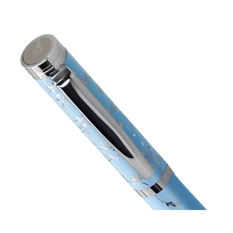 ROLLER BELIUS BELLA ALUMINIO COLOR AZUL CELESTE DISEÑO PLATEADO RELIEVE TINTA COLOR NEGRO CAJA DE DISEÑO