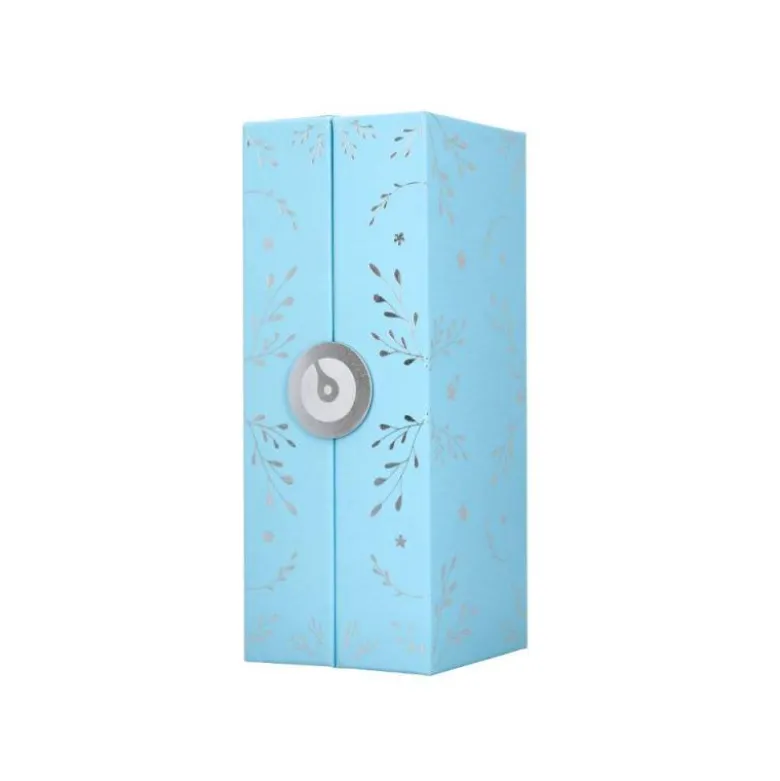 ROLLER BELIUS BELLA ALUMINIO COLOR AZUL CELESTE DISEÑO PLATEADO RELIEVE TINTA COLOR NEGRO CAJA DE DISEÑO