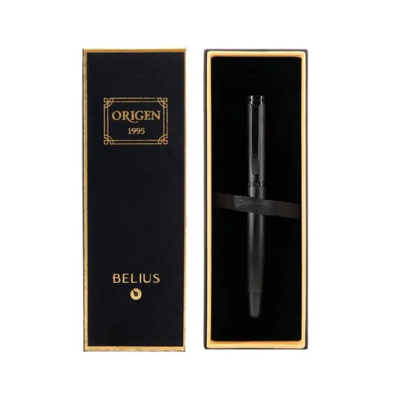 ROLLER BELIUS ORIGEN 1995 ALUMINIO TEXTURA CEPILLADA COLOR NEGRO TINTA NEGRA CAJA DE DISEÑO