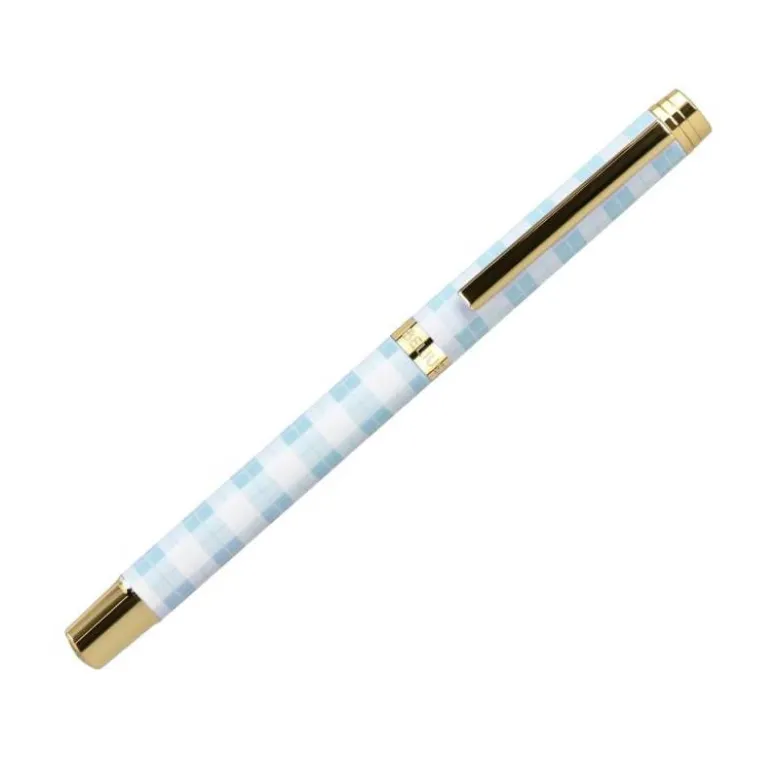 ROLLER BELIUS PERFECT PICNIC DAY ALUMINIO AZUL CELESTE DORADO TINTA COLOR NEGRO CAJA DE DISEÑO