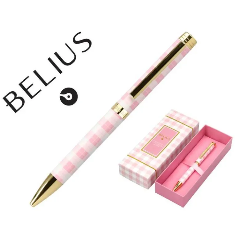 ROLLER BELIUS PERFECT PICNIC DAY ALUMINIO COLOR ROSA DORADO TINTA COLOR NEGRO CAJA DE DISEÑO