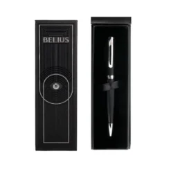 ROLLER BELIUS TURBO ALUMINIO TEXTURA PUNTEADA COLOR NEGRO Y PLATEADO TINTA AZUL CAJA DE DISEÑO